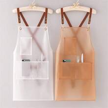 1pc Transparent Plastic Adjustable Apron, Unisex Kitchen Apron, Waterproof And Oil-Proof, Suitable For Cooking, Gardening, And Household Use - Multicolor - View 3