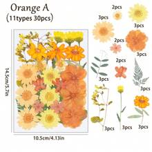 20/30/34/37/40 piezas Kit de materiales DIY de serie naranja de Halloween estampados - Posavasos de resina, pendientes, pulseras, brazaletes de resina, atrapa sueños, marcos de fotos, decoración de pared, pantallas de lámparas, abanicos, flores secas, flores de jabón, tarjetas, espejos estampados, marcapáginas, suministros de manualidades DIY