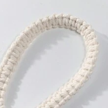 1 件波西米亚风格涤纶窗帘系带，配有手工绳、叶子图案流苏、可调节复古木珠装饰，适用于卧室、客厅、厨房