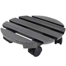Blim Sottovaso Rotondo Con Ruote Per Vasi, Marrone Scuro, 40 Cm, Made In Italy
