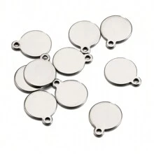10 件不锈钢圆形空白吊坠饰品适合 DIY 珠宝制作项链手链配件 - 圓形吊墜 - 查看 11