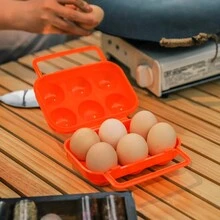 1 PIEZA Caja de cartón de huevo para exteriores, cajas de almacenamiento de huevos, organizadores de huevos, contenedores de almacenamiento de huevos, bandejas de almacenamiento de huevos, bandejas de huevos portátiles, estuches de huevos reforzados, soporte portátil de huevos, soporte de huevos para refrigerador, caja de almacenamiento para refrigerador, contenedor para camping - Naranja - Ver 5