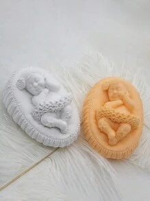 1pc Baby Shape DIY Silicone Mold, Sleep Baby Design Silicone Mold For DIY - White - View 6