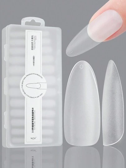 240 片长椭圆形假指甲，亚克力全覆盖假椭圆形按压指甲，带盒装假指甲，遵循指甲的自然 C 形曲线，用于指甲延长和家庭 DIY 美甲沙龙 - 12 种尺寸可选美甲用品