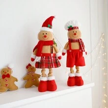 1 pieza Adorno retráctil de hombre de jengibre con sombrero de chef, decoración navideña, mejor regalo para cumpleaños, Navidad y decoración de invierno