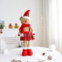 1 pieza Adorno retráctil de hombre de jengibre con sombrero de chef, decoración navideña, mejor regalo para cumpleaños, Navidad y decoración de invierno
