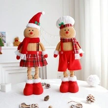 1 pieza Adorno retráctil de hombre de jengibre con sombrero de chef, decoración navideña, mejor regalo para cumpleaños, Navidad y decoración de invierno
