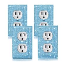 4 Pcs Outlet Covers Shiny Silver Rhinestones Wall Plate 1 Gang Toggle Light Switch Cover Decorative Durable Switch Covers - Rhinestones Wall Plates - View 8