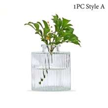 1pc Or 4pcs/Set Glass Bud Vase, Mini Clear Vintage Embossed Vases, For Wedding Center Piece, Party Or Home Decor, Gift Gifts Birthday Graduation Room Decor Flower Vase Glass Vase