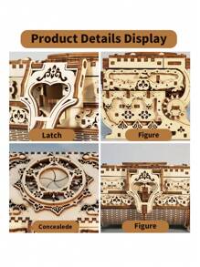 Bộ dụng cụ mô hình câu đố bằng gỗ 3D Hộp ngọc cổ DIY Trang trí nhà mô hình Sinh nhật hoặc Quà tặng Giáng sinh - màu đen - Xem 3