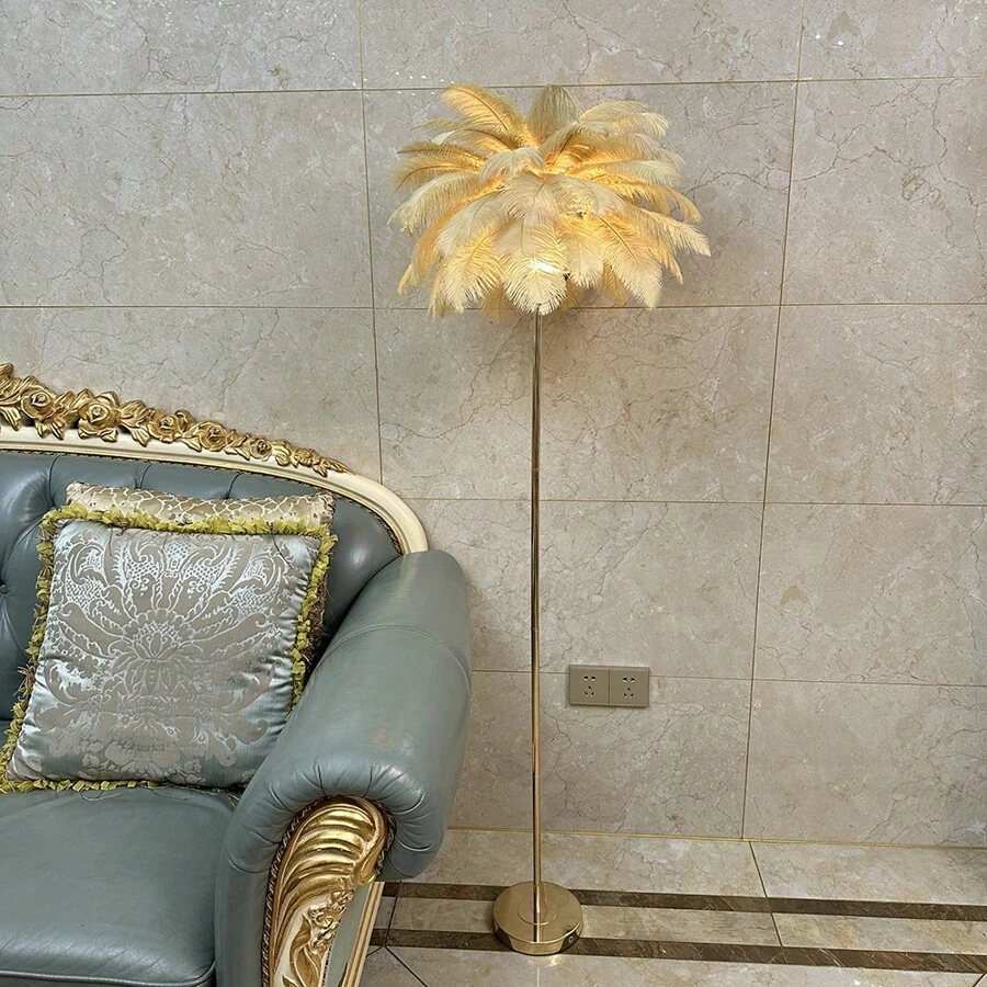 Rechargeable Feather Lamp Home Decor Light, Living Room Standing Lamp, Romantic Wedding Aisle Light, European Style + 1 Data Cable Set
