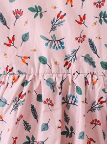 Vestido casual de manga larga con estampado floral para niñas, primavera otoño - Rosa - Ver 4