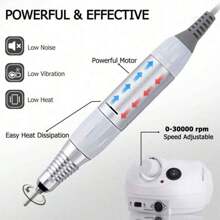 Pulidor de Uñas Profesional - Taladro Eléctrico de Uñas, Herramienta Pulidora de Uñas, rofesional Nail Artist Polisher Set Professional Nail Art Pen.For Shaping And Buffing, Cuticle Dead Skin Callus Remover & Gel Exfoliator Machine Set, Toenail Grinder Nail Polishing Equipment Nails Appliance Manicure Pedicure Kit Accessory DIY Nail Art Tool For Ceramic Acrylic Gel Nail, Salon & Home Use. - Blanco - Ver 2