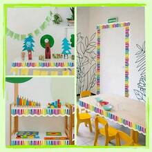 7.5cm/3in Wide Roll Of Bulletin Board Border Trim - Classroom Chalkboard Decor For Back To School Borders For Classroom Decor Office Wall Decor For Schoolbaby Shower Family Decorations Gifts - Multicolor - View 3