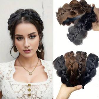 Synthetic Fishbone Braided Wig Headband Twisted Braid Headband Hair Accessories Anti Slip Synthetic Headband Hair Accessories For Girls And Girls,Mother's Day Gift,Gifts For Her , Festive Gifts