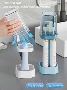 1pc Deluxe Clear Plastic Toothbrush Holder & Rinse Cup - Adjustable Height, Multi-Function Bathroom Storage Organizer Suitable For Couples, Perfect For Students - No Battery Required - Multicolor - View 6