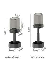 1pc Deluxe Clear Plastic Toothbrush Holder & Rinse Cup - Adjustable Height, Multi-Function Bathroom Storage Organizer Suitable For Couples, Perfect For Students - No Battery Required - Multicolor - View 10