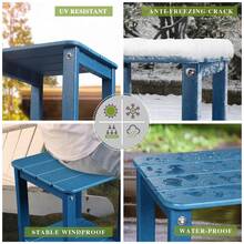 YOUKADA | Mesa lateral cuadrada de exterior Adirondack con 2 capas de almacenamiento, mesas auxiliares de exterior resistentes a la intemperie de HDPE a prueba de humedad para uso prolongado, para su silla Adirondack, patio, terraza, jardín, muebles de patio y césped