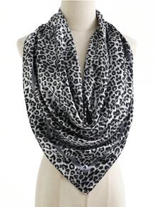 1 chiếc khăn choàng đầu chống nắng thời trang 90*90cm dành cho cả nam và nữ, khăn choàng chống bão cát cổ điển, khăn choàng lụa họa tiết da báo nhẹ, khăn bandanna vuông màu xanh lam và xanh lá cây, dùng ngoài trời có máy lạnh - A - Xem 5