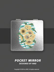 1 件花卉图案折叠式小镜子，轻巧便携的不锈钢手镜，采用时尚的银色皮革涂层，适合日常使用、聚会、旅行、礼物 - 彩色 - 查看 1