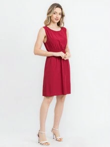 JIN SER Viscose Dress - Burgundy - View 4