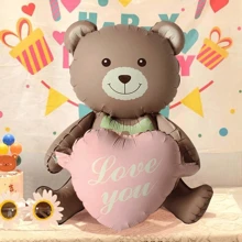 1 Stück 42-Zoll Niedlicher Herz umarmender Plüschbären-Ballon, für Feste, Feiern, Geburtstage, Muttertag, Heiratsanträge, Hochzeiten, Jahrestage, Partys & Heimdekoration