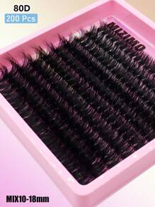 200 Peças Agrupamentos de Cílios Fofos 40D/60D/80D/100D/120D/160D/200D Cílios Grossos 5D 10-18mm Segmentados Falsos Cílios de Vison CC/C/D Encaracolados, Agrupamentos de Cílios, Cílios Individuais, Cílios, Cílios Falsos