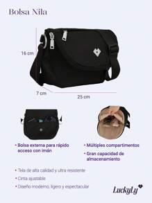 Bolsa Crossbody Mujer Moderna LuckyLy, Bolsa Ligera con Múltiples Compartimentos y Repelente al Agua, Bolsa Bandolera Versátil y de Viaje ideal como Regalos para Mujer y Mamá – Modelo Nila - Negro - Ver 6