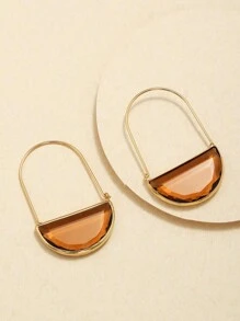 1 Pair Copper Inlaid Glass Earrings - Coffee - View 2