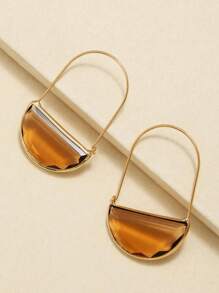 1 Pair Copper Inlaid Glass Earrings - Coffee - View 3