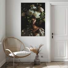 Arte de pared abstracto La chica con flores en la cabeza Pinturas en lienzo de mujer nórdica Arte de pared Carteles e impresiones Cuadros decoración del hogar, 1 pieza sin marco