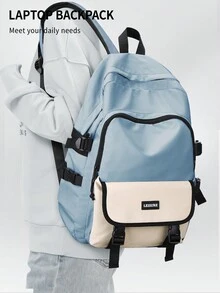 青少年背包儿童书包，适合女孩，青少年可爱美观的学校背包，休闲背包，卡哇伊大学初中高中背包学生书包，适合男孩女孩，防水笔记本电脑背包女士旅行背包，经典基本款大学包，适合大学、旅行、工作，耐用大容量和多个口袋 - 藍色 - 查看 5