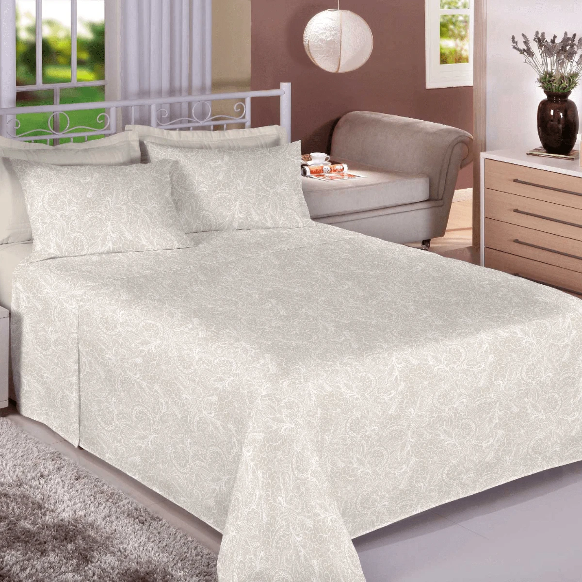 Double Bed Sheet Set 3 Pieces 100% Cotton 200 Thread Printed - sang trọng - Xem 1