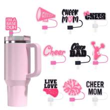 1pc/5pcs/12pcs Letter And Pink Straw Covers Cap For Tumblers Cup,Cute Silicone Straw Topper Accessories For 10mm Drinking Straw Tip Covers- Durable, Easy To Clean, And Reusable Straw Toppers For Hot And Cold Beverages