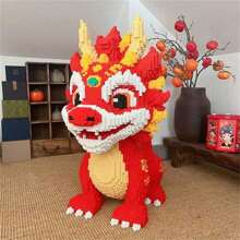 3000 piezas/set Estilo chino Qilin súper grande, bloques de construcción de dinosaurios, rompecabezas 3D de partículas pequeñas, juego de bloques de montaje con tema animal para decoración interior, adecuado para regalo de cumpleaños/Año Nuevo/regreso a la escuela/adorno de alta dificultad, decoración perfecta del hogar - Multicolor - Ver 5
