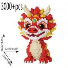 3000 piezas/set Estilo chino Qilin súper grande, bloques de construcción de dinosaurios, rompecabezas 3D de partículas pequeñas, juego de bloques de montaje con tema animal para decoración interior, adecuado para regalo de cumpleaños/Año Nuevo/regreso a la escuela/adorno de alta dificultad, decoración perfecta del hogar - Multicolor - Ver 3