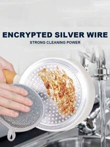 1 件/5 件多功能钢丝洗碗布，干湿两用，2024 新款防刮钢丝洗碗布，可重复使用的钢丝洗碗布，适用于厨房、水槽、锅、平底锅，节省空间 - 銀色 - 查看 2