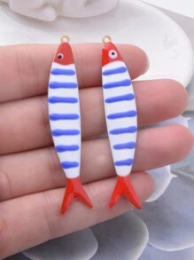 2 pezzi Ciondolo a forma di pesce a doppia faccia, adatto per uso fai da te