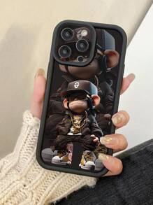 1个猴子图案手机壳，摄像头开孔精准，防震，兼容苹果11 Pro Max / 12 Pro Max / 13 Pro Max / 14 Pro Max / 15 Pro Max / 16 Plus / 16 Pro Max，兼容红米、OPPO、Realme、vivo、Infinix、荣耀、摩托罗拉、一加等品牌手机，防水防摔防刮，国际版，非国内版 - 黑色 - 查看 1