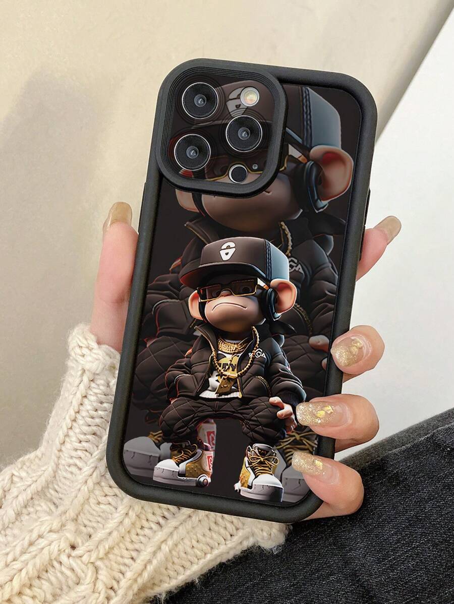 1个猴子图案手机壳,摄像头开孔精准,防震,兼容苹果11 Pro Max / 12 Pro Max / 13 Pro Max / 14 Pro Max / 15 Pro Max / 16 Plus / 16 Pro Max,兼容红米、OPPO、Realme、vivo、Infinix、荣耀、摩托罗拉、一加等品牌手机,防水防摔防刮,国际版,非国内版 - 黑色 - 查看 1