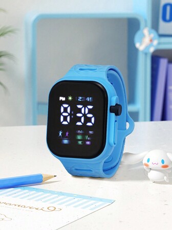 1pc Unisex Simple Casual LED Display TPU Material Square Electronic Watch, Suitable For Daily Life, Valentine's Day Gift
