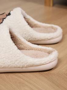 Women's Guinea Pig Capybara Cartoon Embroidery Slippers, Woolen Indoor Bedroom Flat Bottom Thick Bottom Comfortable Slippers For Spring And Autumn - White - View 7