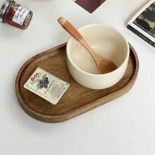 1 件相思木托盘，椭圆形木制托盘，用于盛放水果、甜点、蛋糕、奶酪、咖啡、茶、面包、早餐、厨房、圣诞礼物 - 棕色 - 查看 6