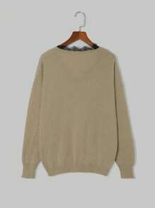 Autumn/Winter New Casual Long Sleeve V-Neck Dragonfly Print Knit Sweater - Multicolor - View 3