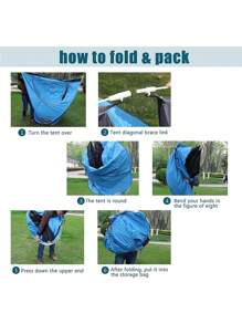 Casa de Campaña para 4-6 Personas, Tienda de Campaña Pop-up Portátil, Fácil de Instalar, Tienda Familiar Impermeable con Capa de Protección Solar y Diseño de Dos Puertas, para Acampar, Viajar, Playa, Picnic - Azul - Ver 4