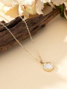 1 Stück elegante, minimalistische und stilvolle Kette mit 5-Blatt Kleeblatt Anhänger für Frauen - Weiss - Übersicht 3