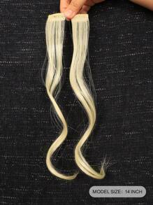 2 件 35 厘米/14 英寸长侧空气刘海波浪卷发夹式刘海假发前侧刘海女士合成假发接发