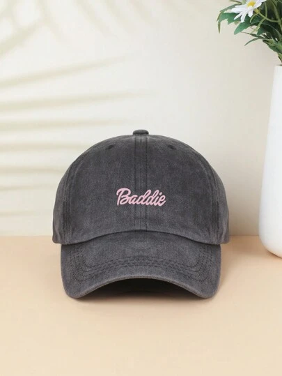 1pc Women's Letter Print Baseball Cap, Washed Out Vintage Look Comfortable Breathable Adjustable Dad Hat, Trucker Hat