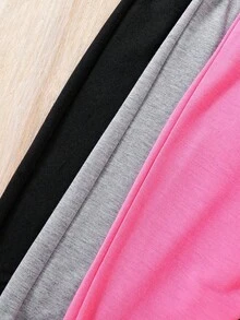 3 piezas/Set Pantalones deportivos con estampado de corazón para niñas preadolescentes - Multicolor - Ver 5