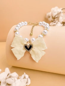 1 szt. Kokarda Perła Wisiorek i naszyjnik dla zwierząt domowych dla małych i średnich zwierząt domowych, wykwintna biżuteria dla zwierząt Akcesoria dla zwierząt, prezent dla zwierząt domowych